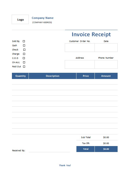 Free Invoice Receipt Template PSD template